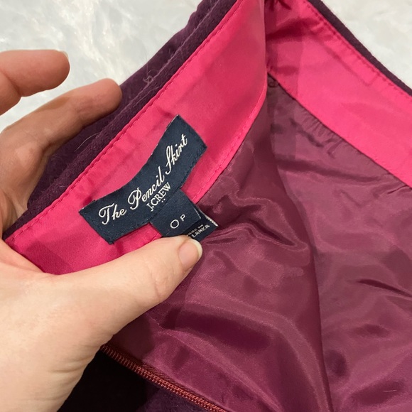 J. Crew Pencil Skirt Wool Burgundy Maroon Size 0P - Picture 6 of 10